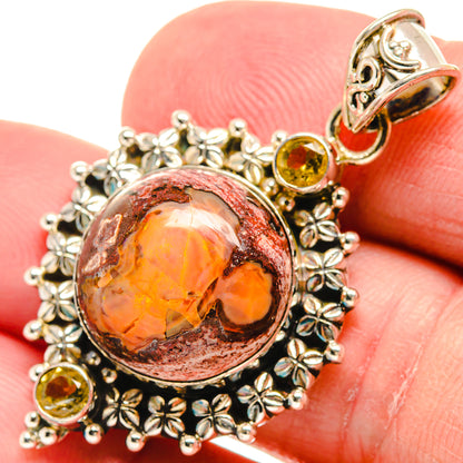 Mexican Fire Opal Pendants handcrafted by Ana Silver Co - PD21947