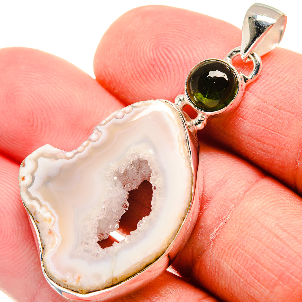 White Geode Slice Pendants handcrafted by Ana Silver Co - PD21953