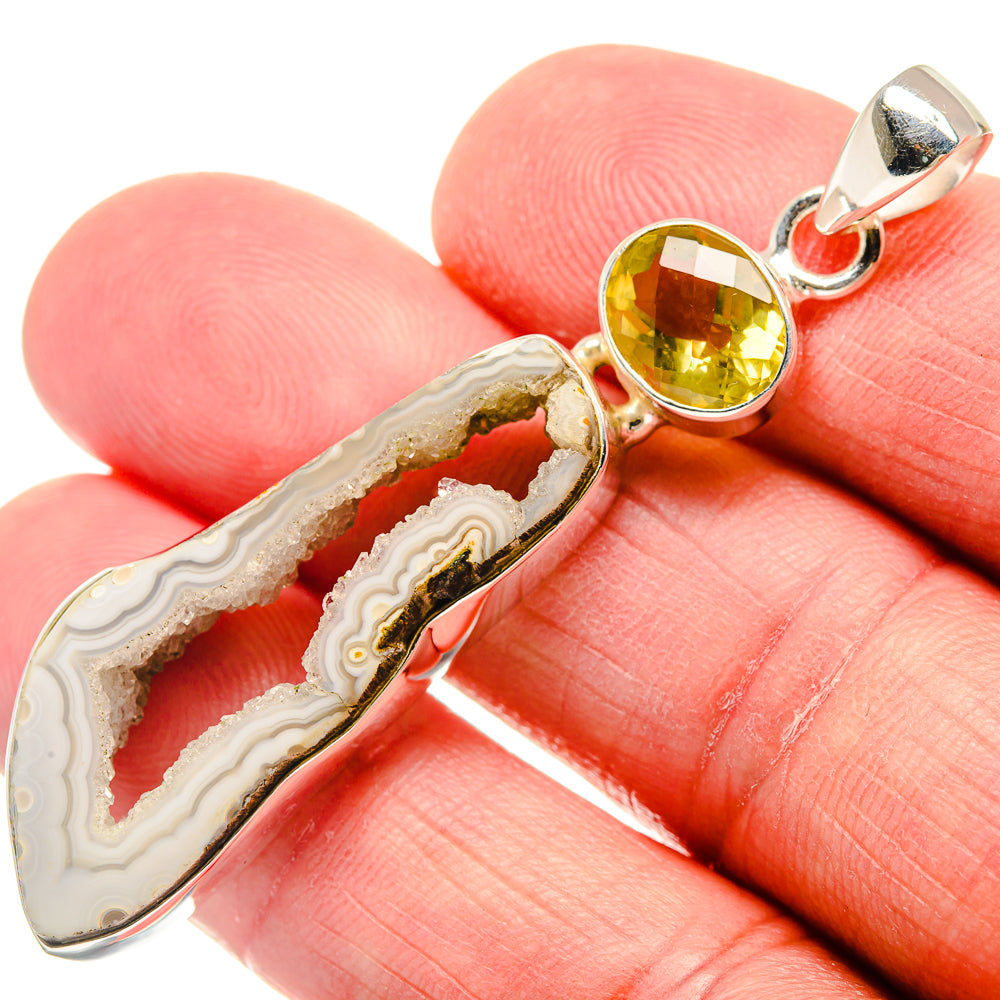 White Geode Slice Pendants handcrafted by Ana Silver Co - PD21954