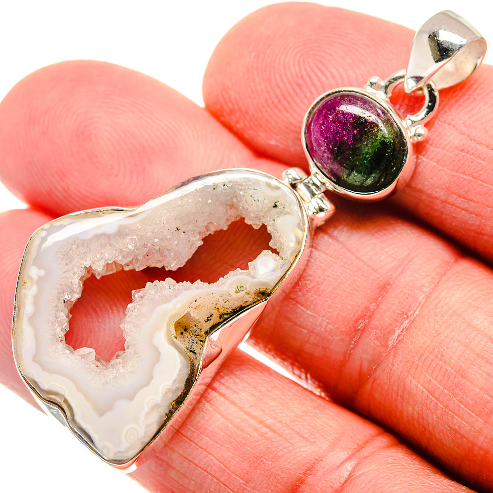 White Geode Slice Pendants handcrafted by Ana Silver Co - PD21955