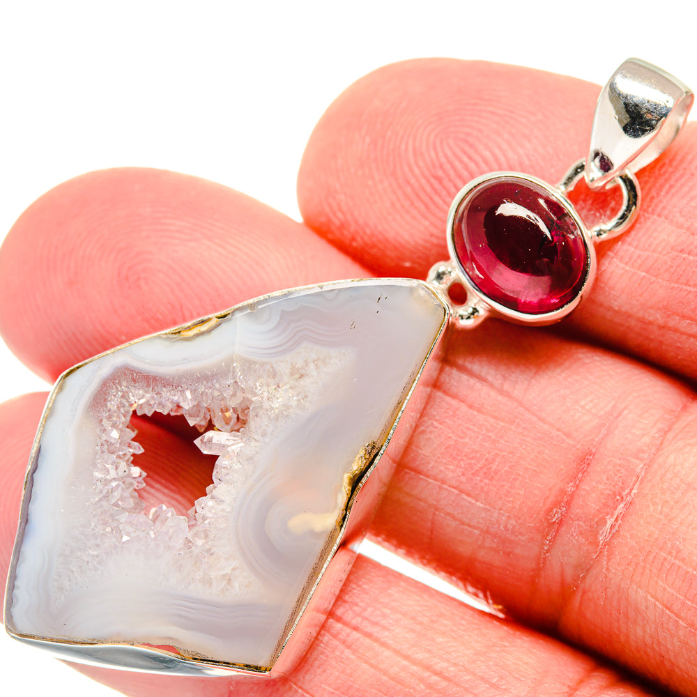 White Geode Slice Pendants handcrafted by Ana Silver Co - PD21956