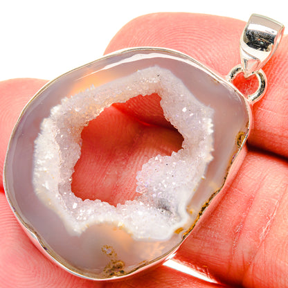 White Geode Slice Pendants handcrafted by Ana Silver Co - PD21957