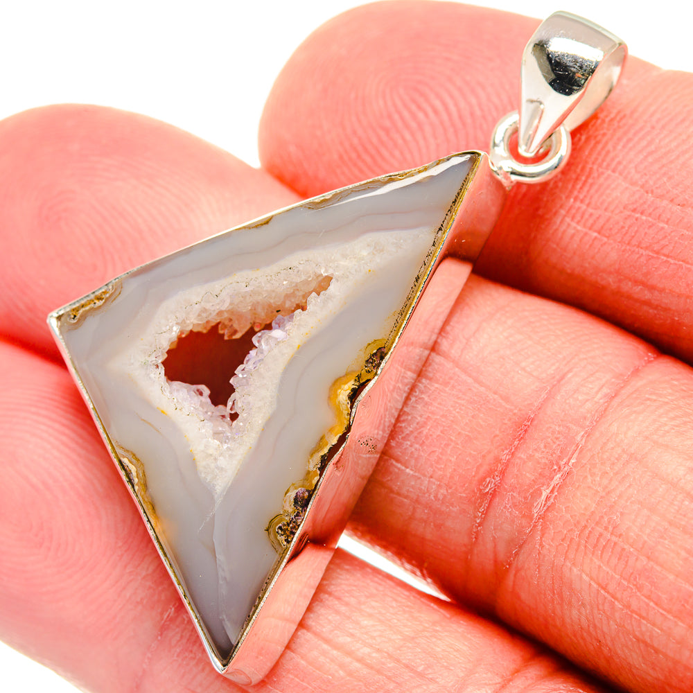 White Geode Slice Pendants handcrafted by Ana Silver Co - PD21959