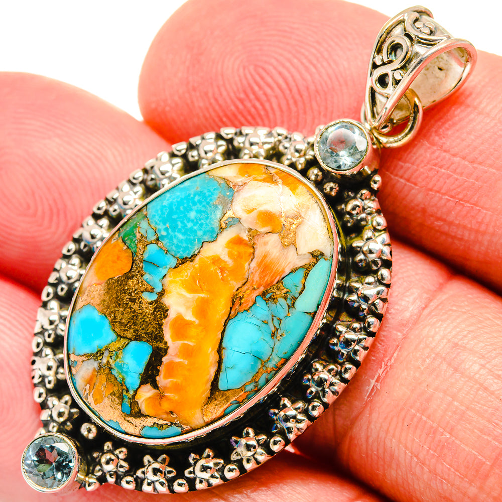Spiny Oyster Turquoise Pendants handcrafted by Ana Silver Co - PD22028