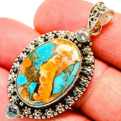 Spiny Oyster Turquoise Pendants handcrafted by Ana Silver Co - PD22028