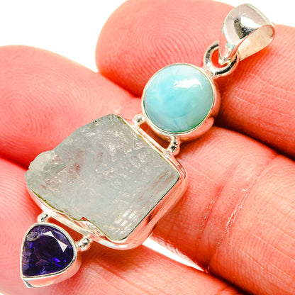 Aquamarine Pendants handcrafted by Ana Silver Co - PD22098