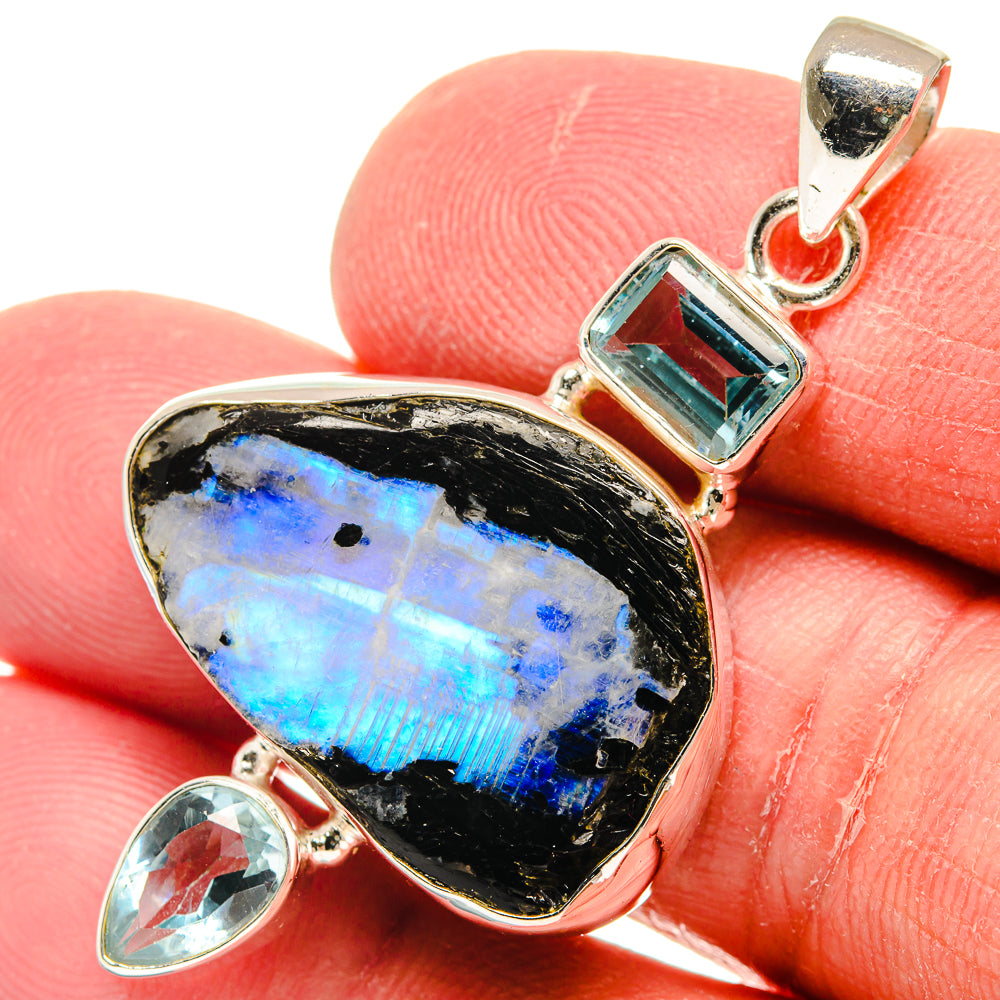 Rainbow Moonstone Pendants handcrafted by Ana Silver Co - PD22202