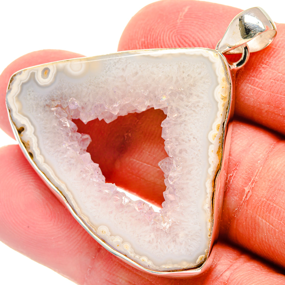 White Geode Slice Pendants handcrafted by Ana Silver Co - PD22203