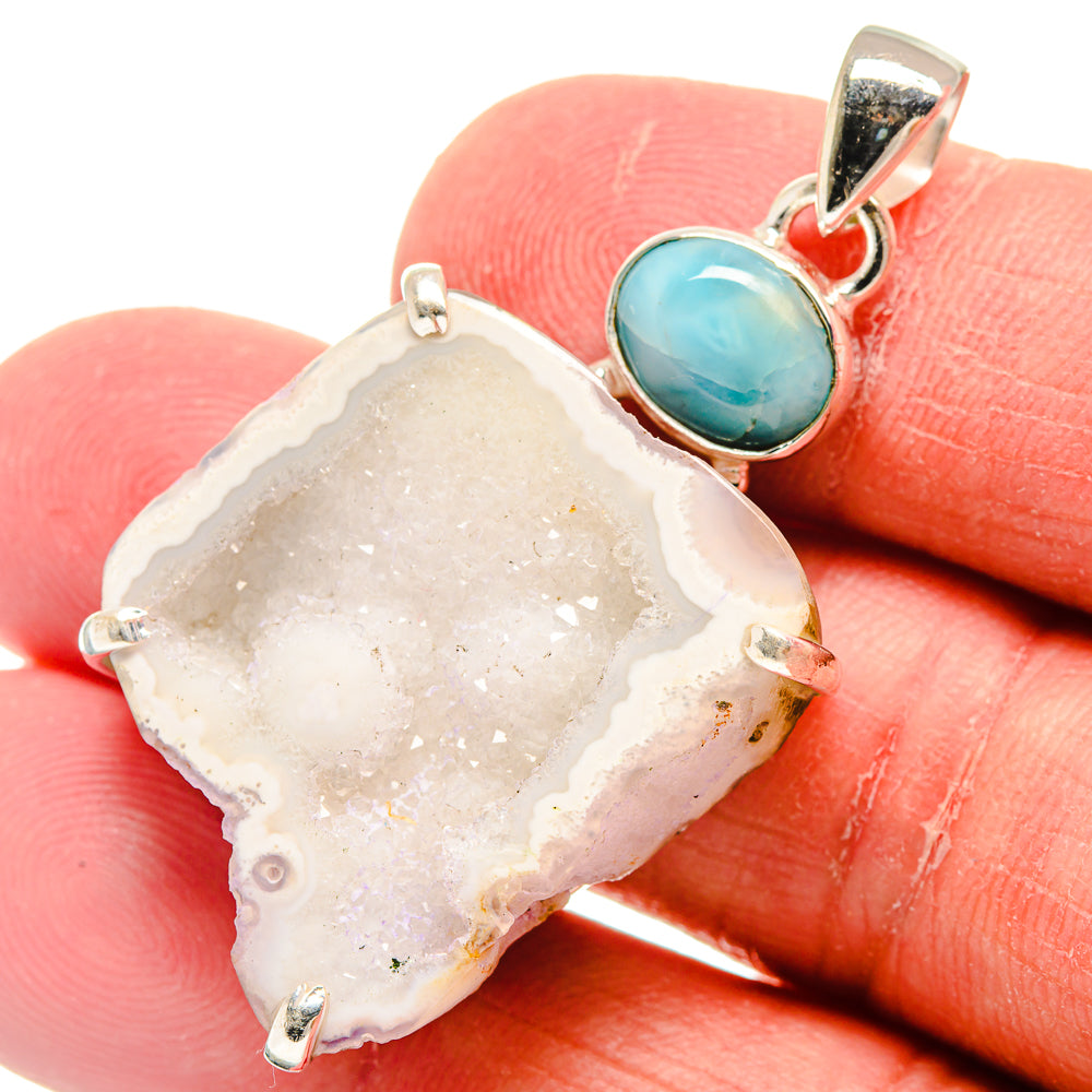 White Geode Slice Pendants handcrafted by Ana Silver Co - PD22206