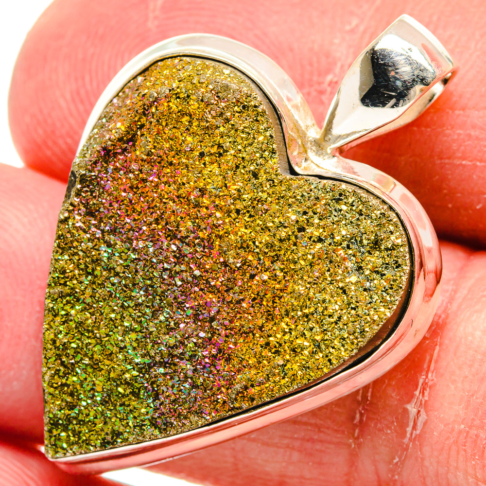 Spectro Pyrite Druzy Pendants handcrafted by Ana Silver Co - PD22225