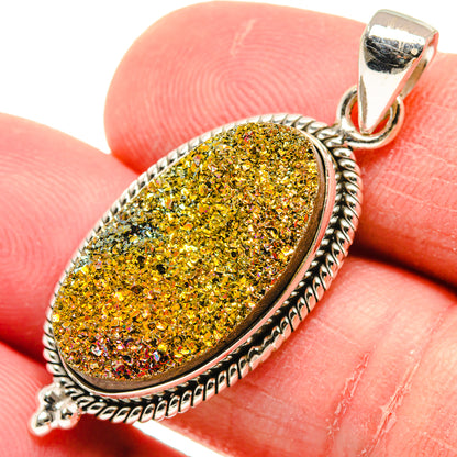 Spectro Pyrite Druzy Pendants handcrafted by Ana Silver Co - PD22226