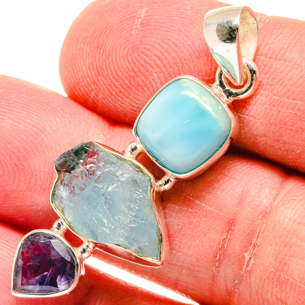 Aquamarine Pendants handcrafted by Ana Silver Co - PD22228