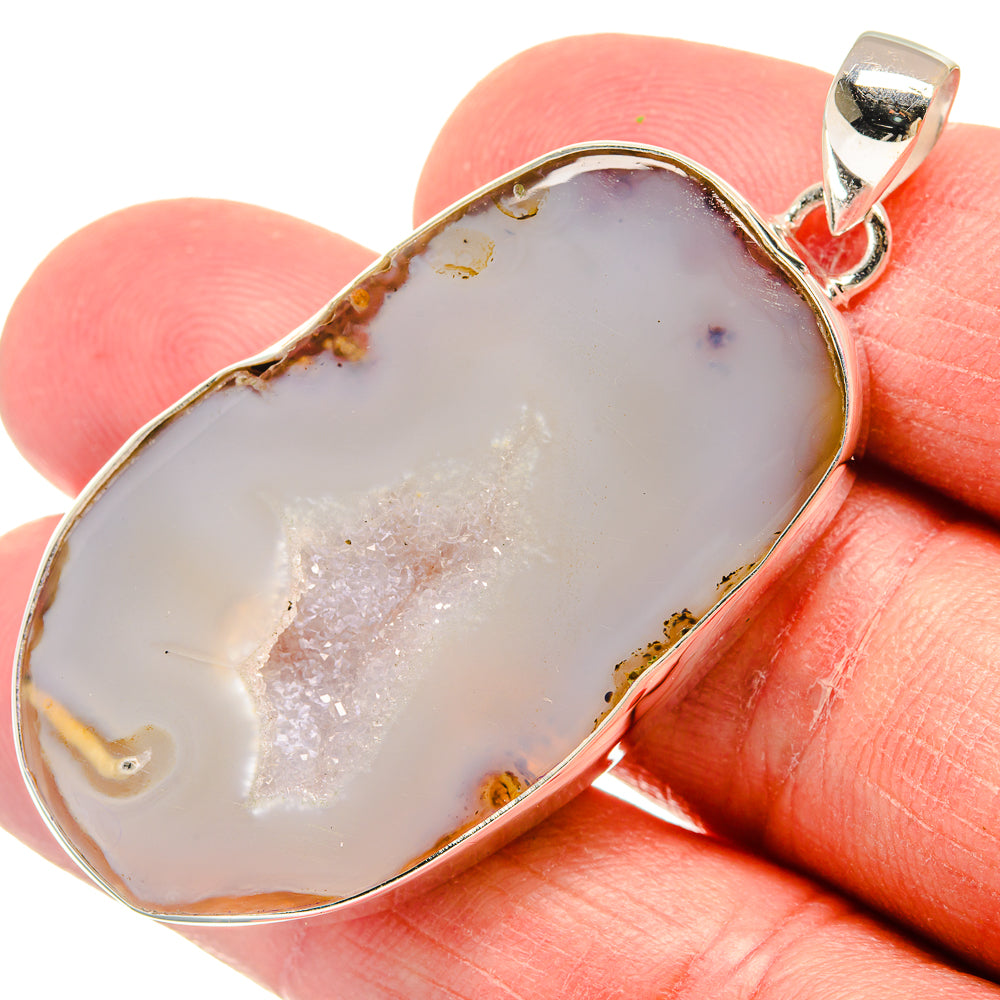 White Geode Slice Pendants handcrafted by Ana Silver Co - PD22304