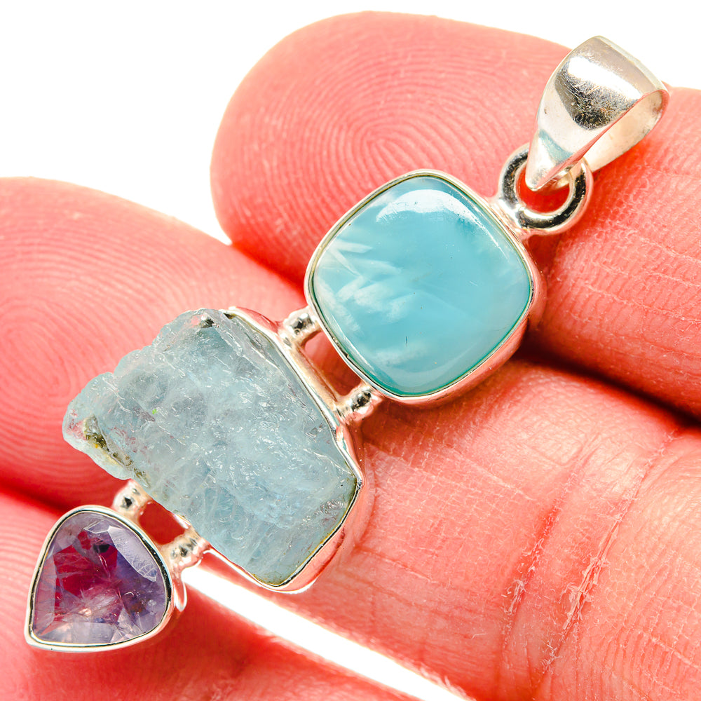 Aquamarine Pendants handcrafted by Ana Silver Co - PD22334