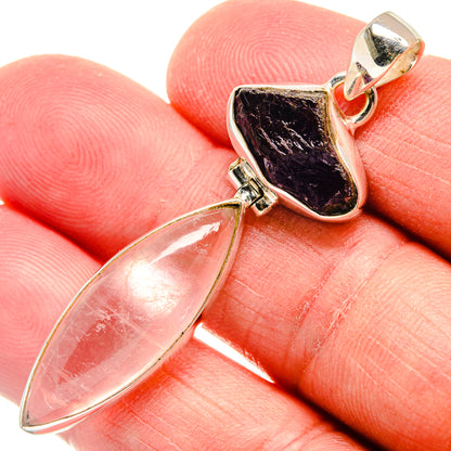 Sterling silver pendant: purple amethyst with pink rose quartz teardrop stones