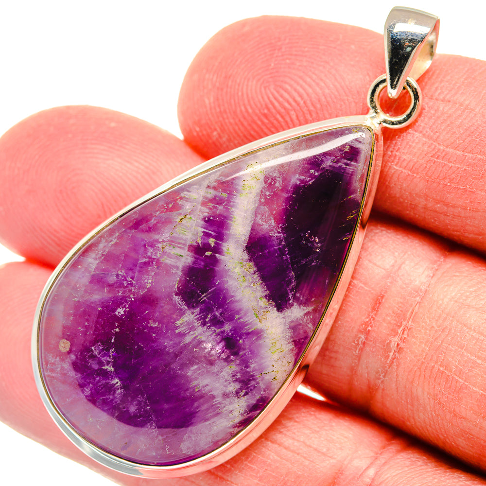 Teardrop amethyst pendant in 925 sterling silver with loop bail