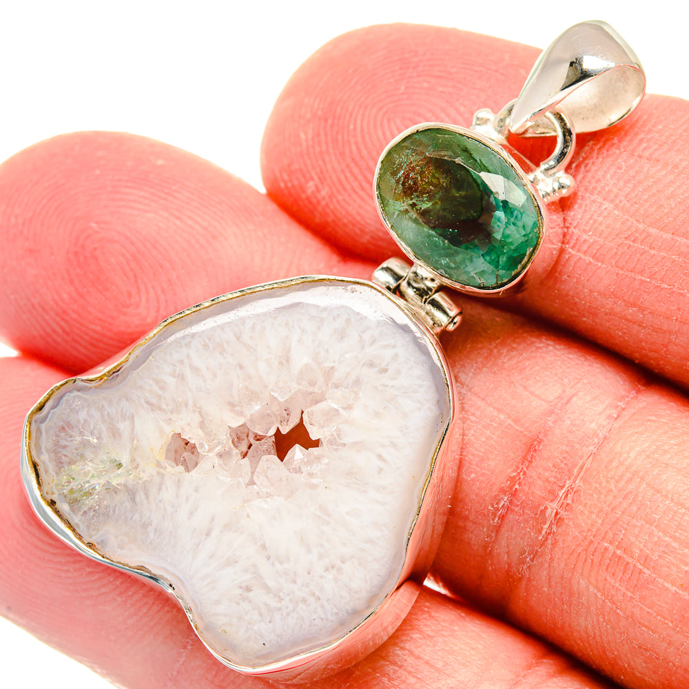 White Geode Slice Pendants handcrafted by Ana Silver Co - PD22388