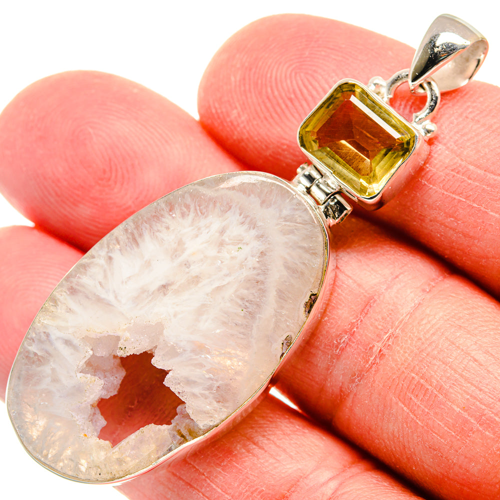 White Geode Slice Pendants handcrafted by Ana Silver Co - PD22389