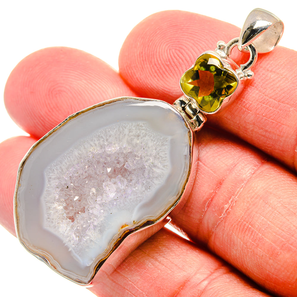 White Geode Slice Pendants handcrafted by Ana Silver Co - PD22417