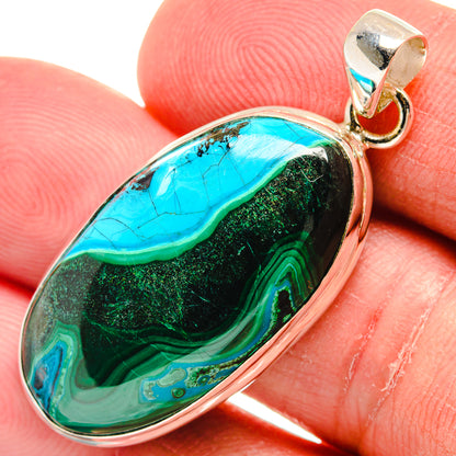 Malachite In Chrysocolla Pendants handcrafted by Ana Silver Co - PD22421
