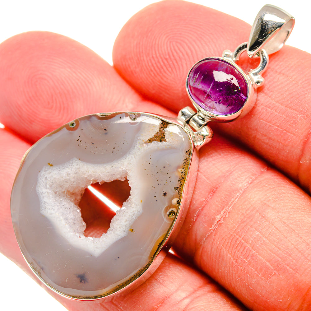 White Geode Slice Pendants handcrafted by Ana Silver Co - PD22432
