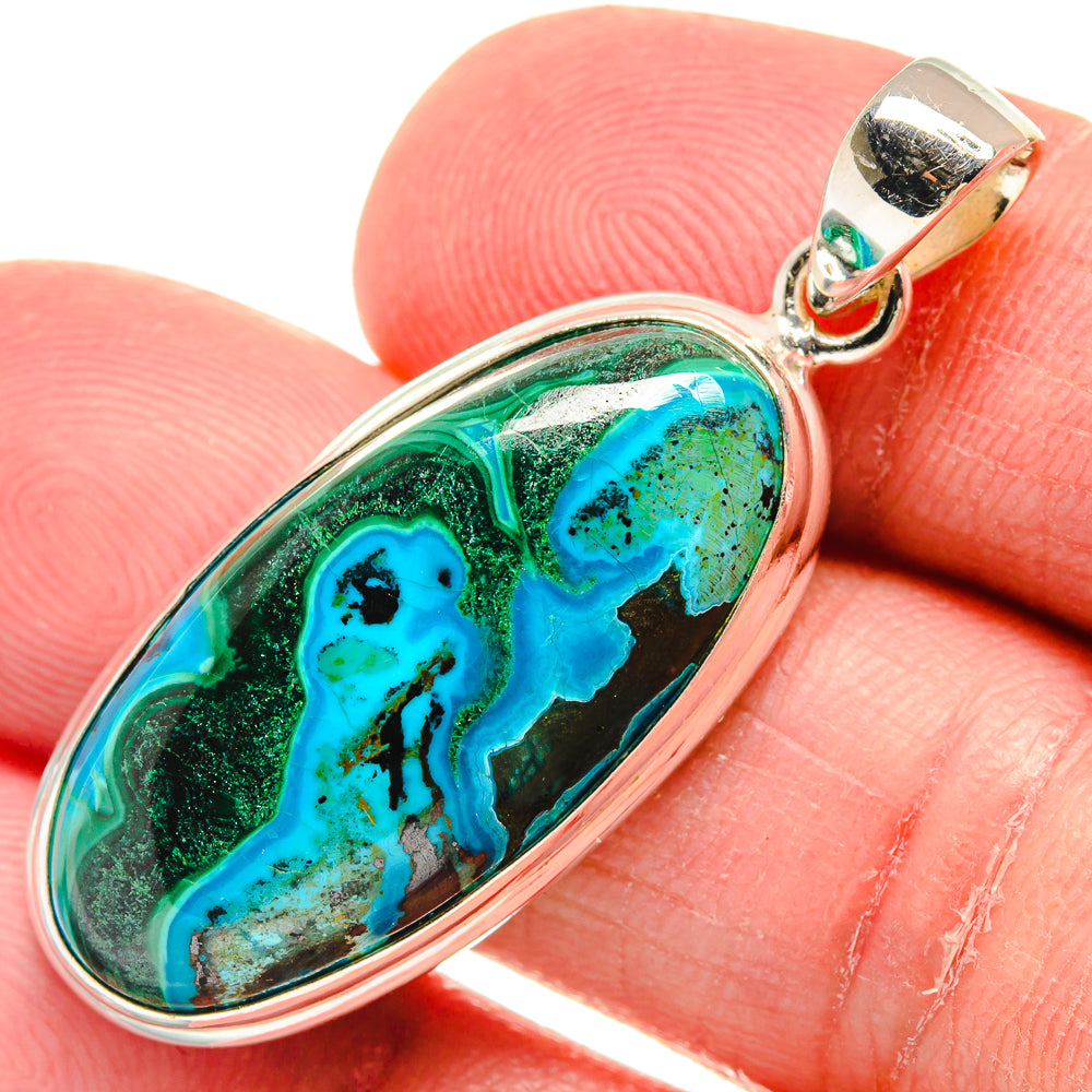 Chrysocolla In Malachite Pendants handcrafted by Ana Silver Co - PD22443