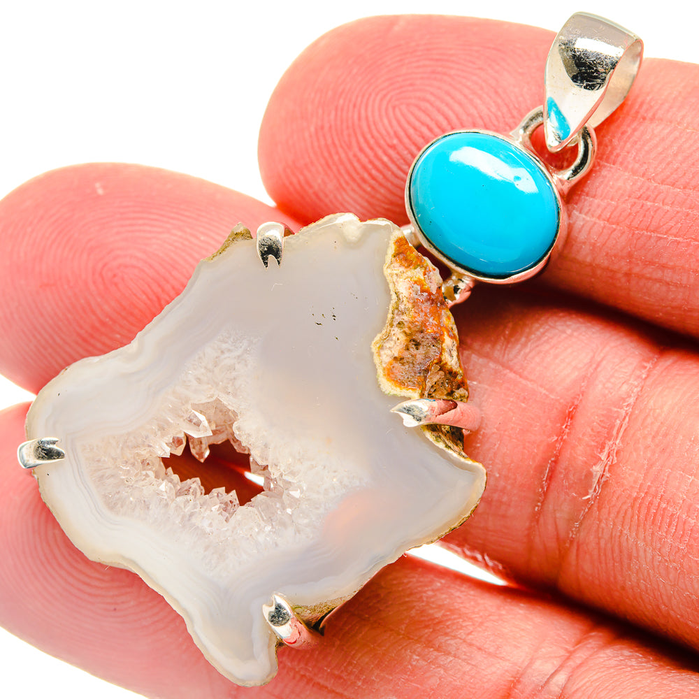 White Geode Slice Pendants handcrafted by Ana Silver Co - PD22455