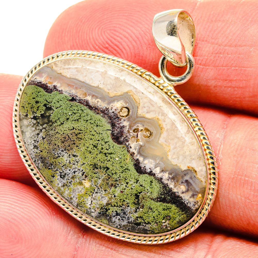 Indonesian Plume Agate Pendants handcrafted by Ana Silver Co - PD22484