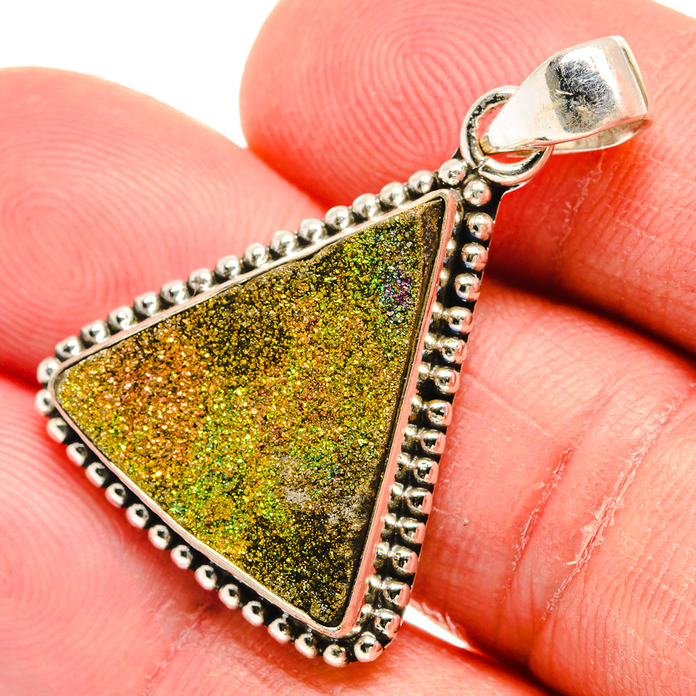 Spectro Pyrite Druzy Pendants handcrafted by Ana Silver Co - PD22491