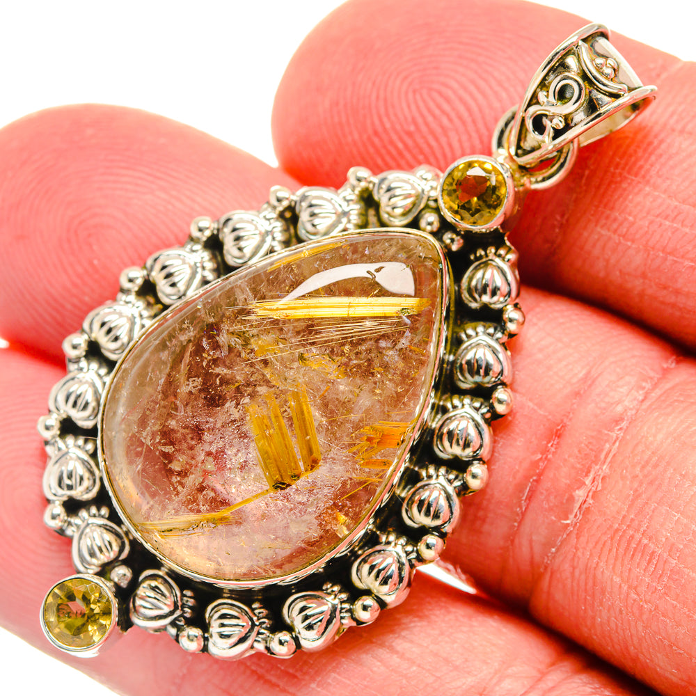 Rutilated Quartz Pendants handcrafted by Ana Silver Co - PD22494