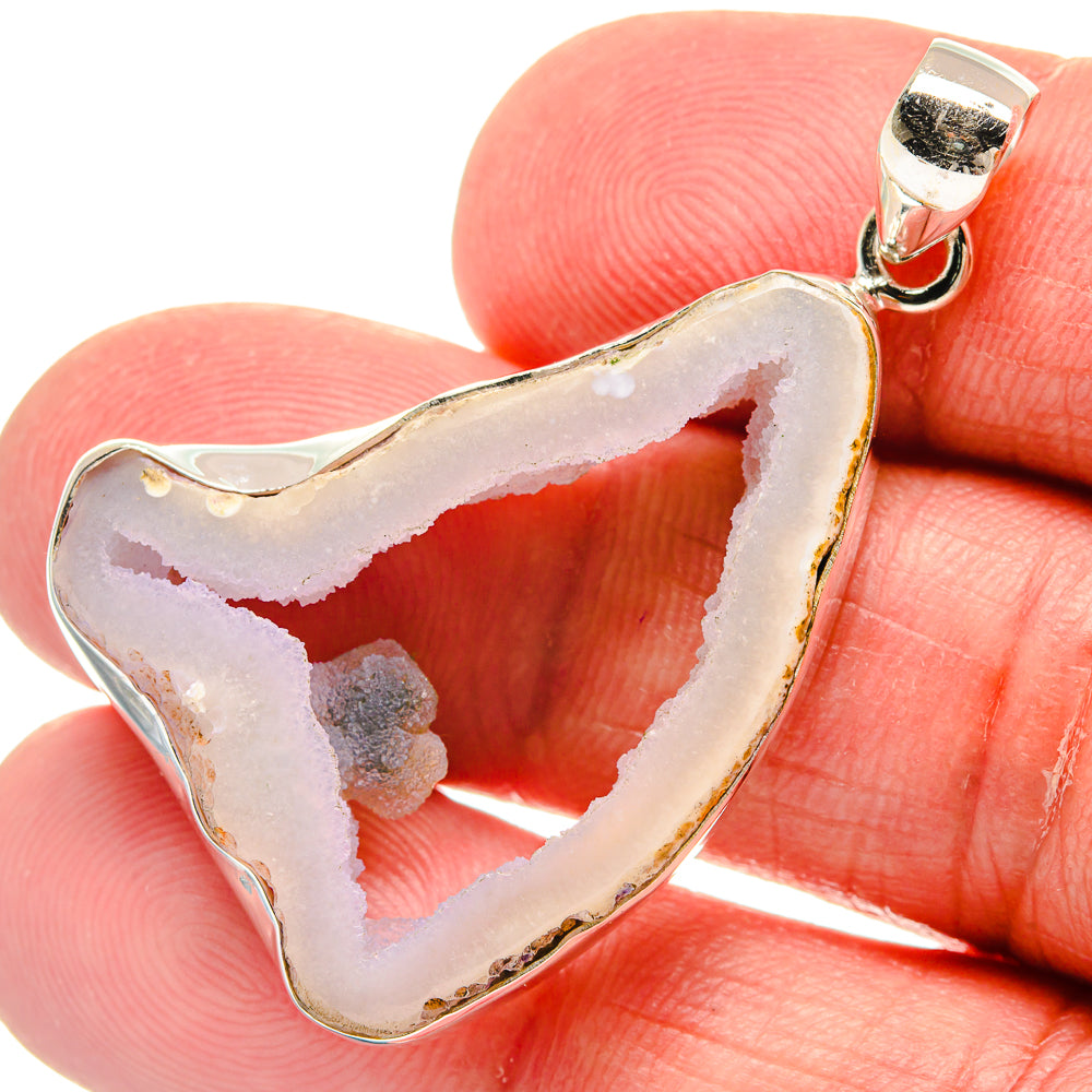 White Geode Slice Pendants handcrafted by Ana Silver Co - PD22561