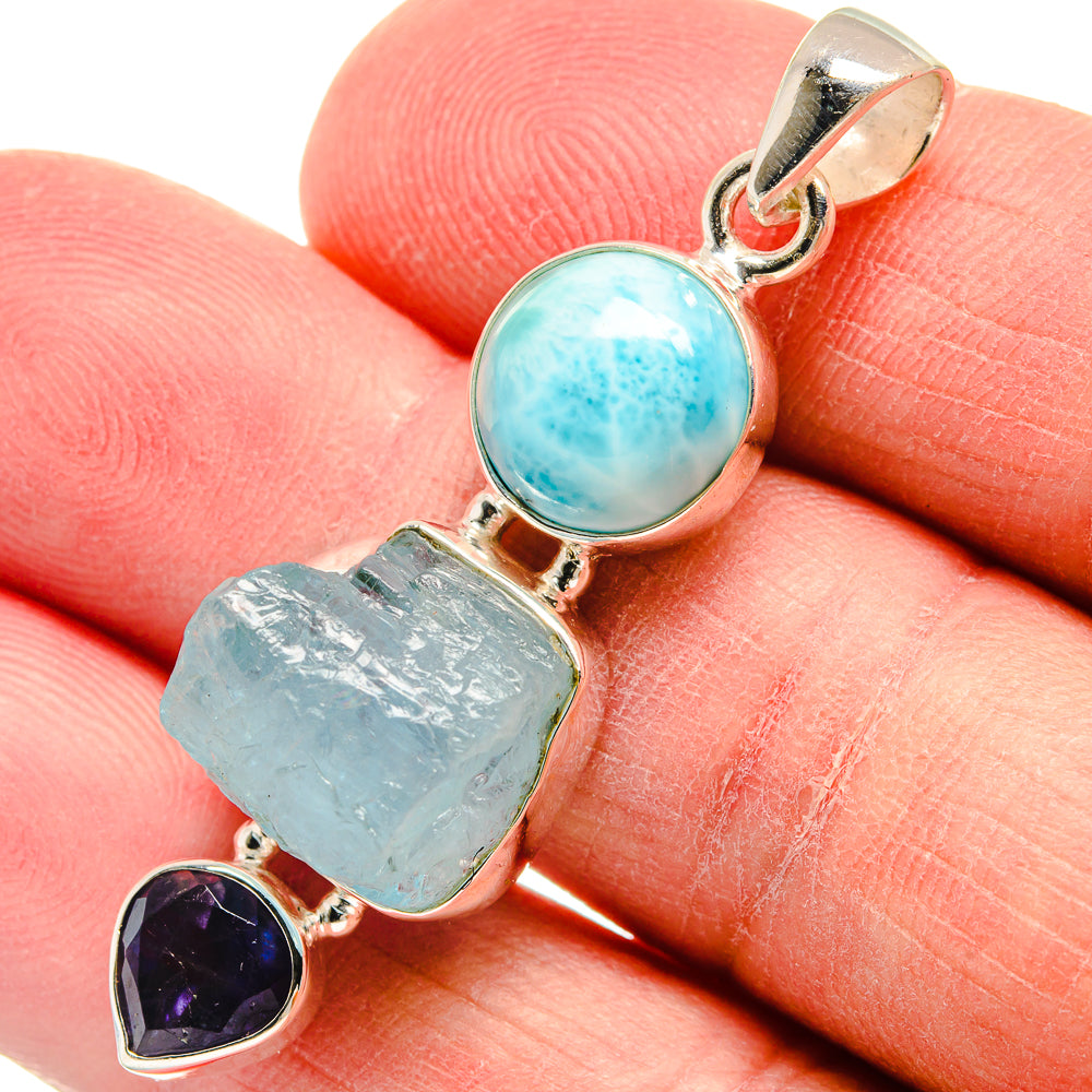 Aquamarine Pendants handcrafted by Ana Silver Co - PD22639