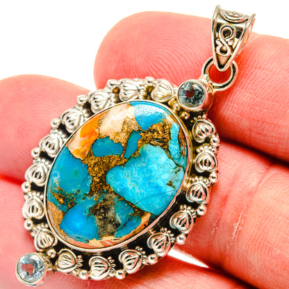 Blue Copper Composite Turquoise Pendants handcrafted by Ana Silver Co - PD22747