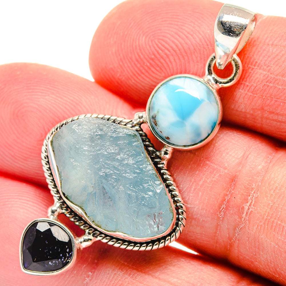 Aquamarine Pendants handcrafted by Ana Silver Co - PD22805