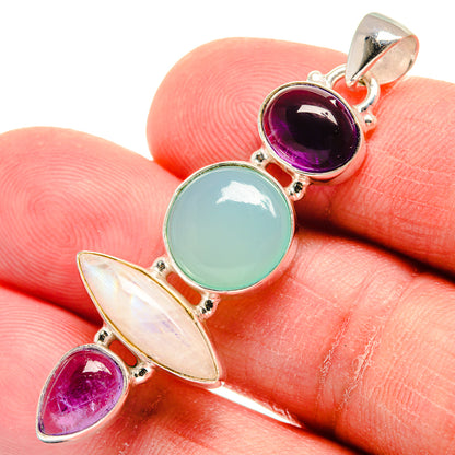 Aqua Chalcedony Pendants handcrafted by Ana Silver Co - PD22806