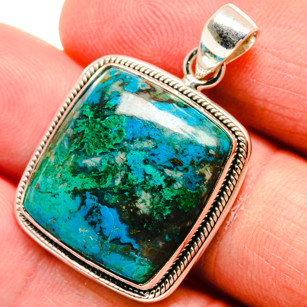 Chrysocolla In Malachite Pendants handcrafted by Ana Silver Co - PD22837