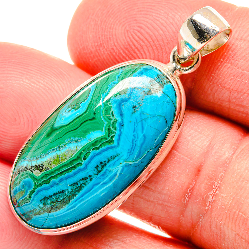 Chrysocolla In Malachite Pendants handcrafted by Ana Silver Co - PD22847