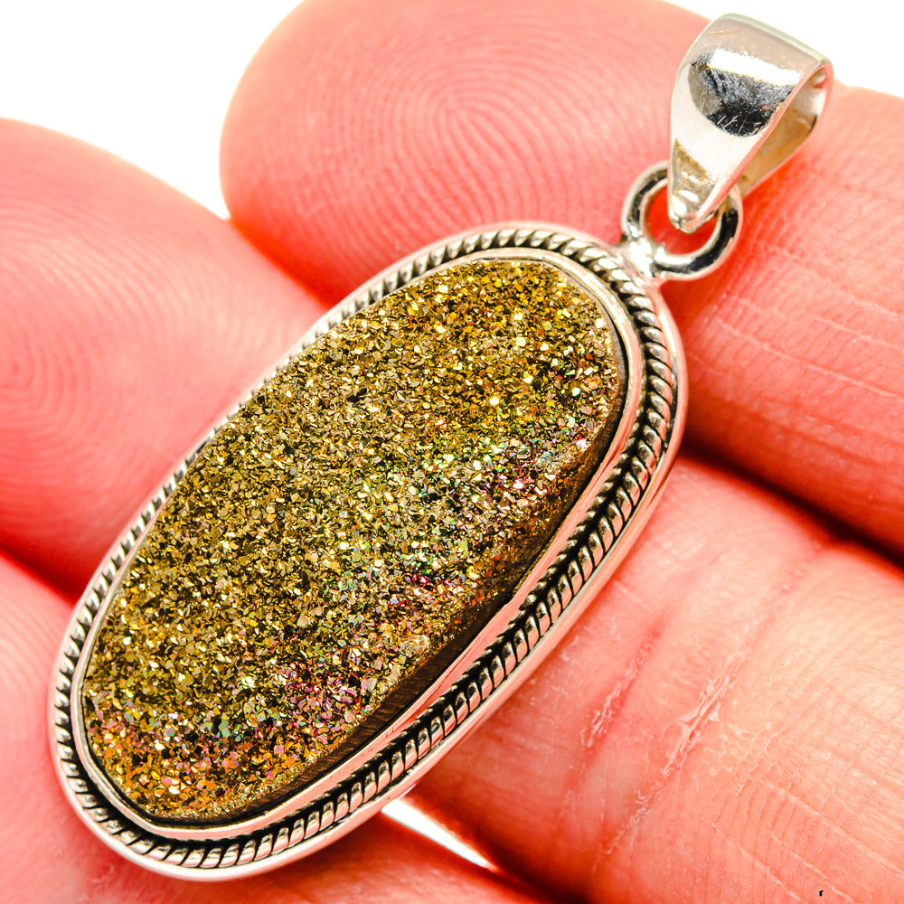 Spectro Pyrite Druzy Pendants handcrafted by Ana Silver Co - PD22854