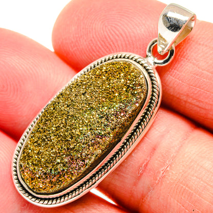 Spectro Pyrite Druzy Pendants handcrafted by Ana Silver Co - PD22854