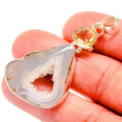 White Geode Slice Pendants handcrafted by Ana Silver Co - PD22888