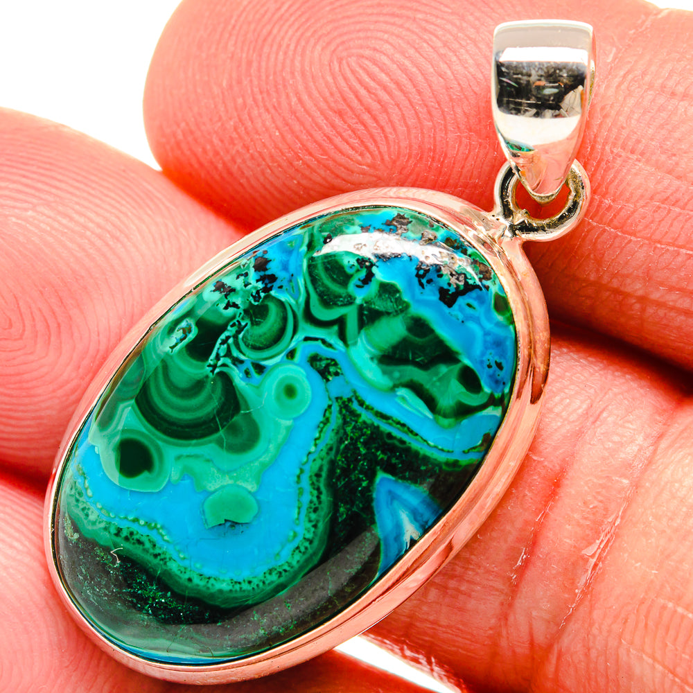 Malachite In Chrysocolla Pendants handcrafted by Ana Silver Co - PD22998