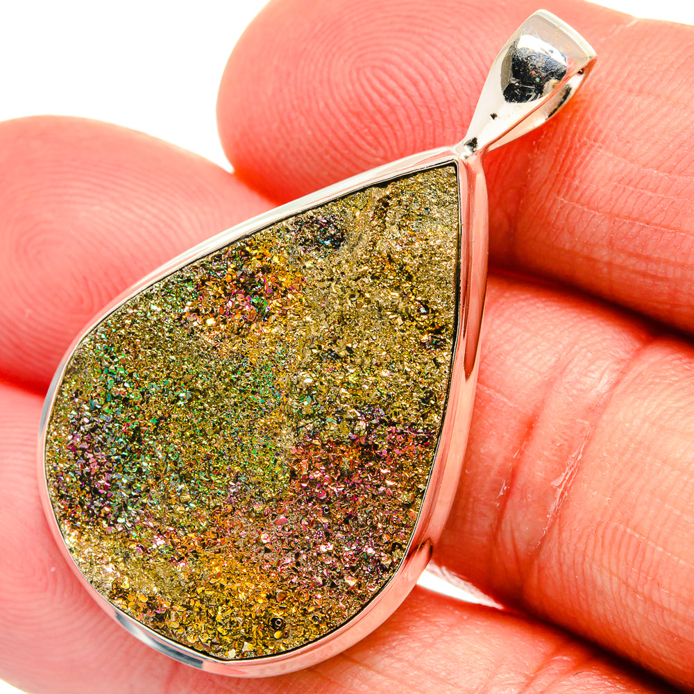 Spectro Pyrite Druzy Pendants handcrafted by Ana Silver Co - PD23000
