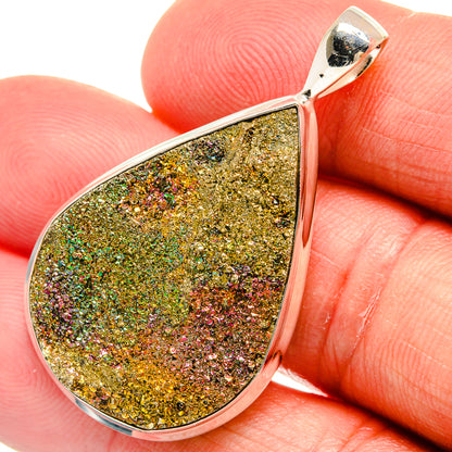 Spectro Pyrite Druzy Pendants handcrafted by Ana Silver Co - PD23000