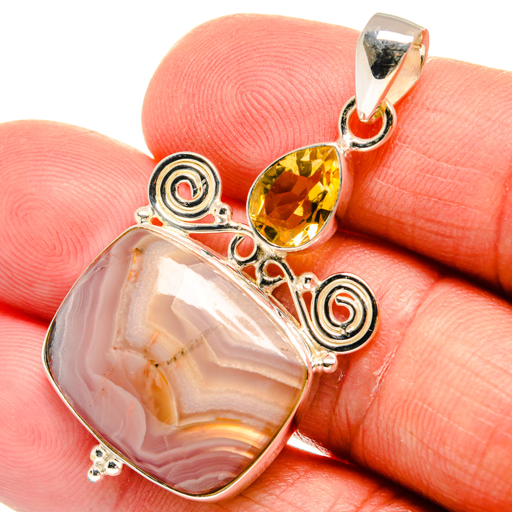Botswana Agate Pendants handcrafted by Ana Silver Co - PD23011