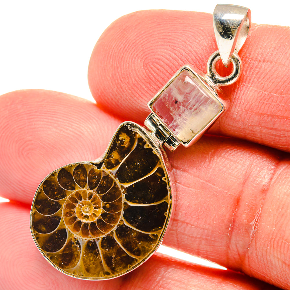 Ammonite Fossil Pendants handcrafted by Ana Silver Co - PD23014