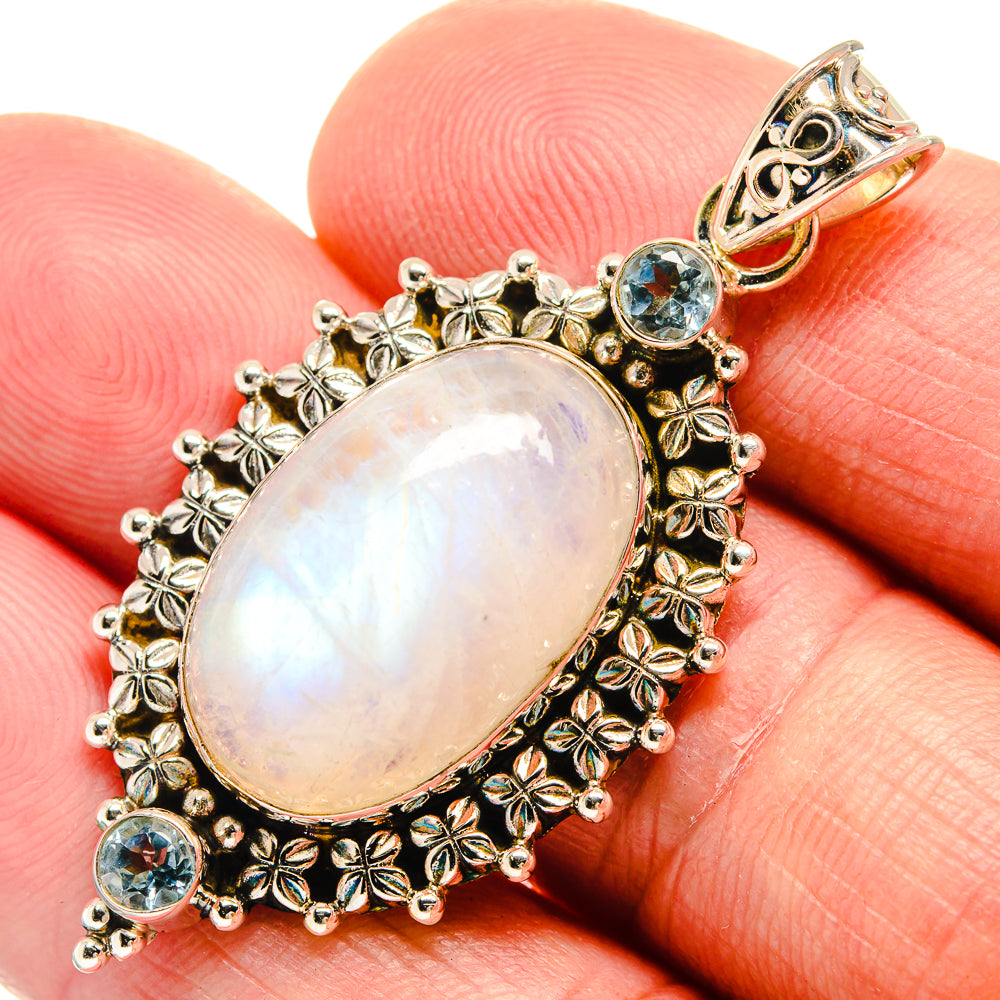 Rainbow Moonstone Pendants handcrafted by Ana Silver Co - PD23051