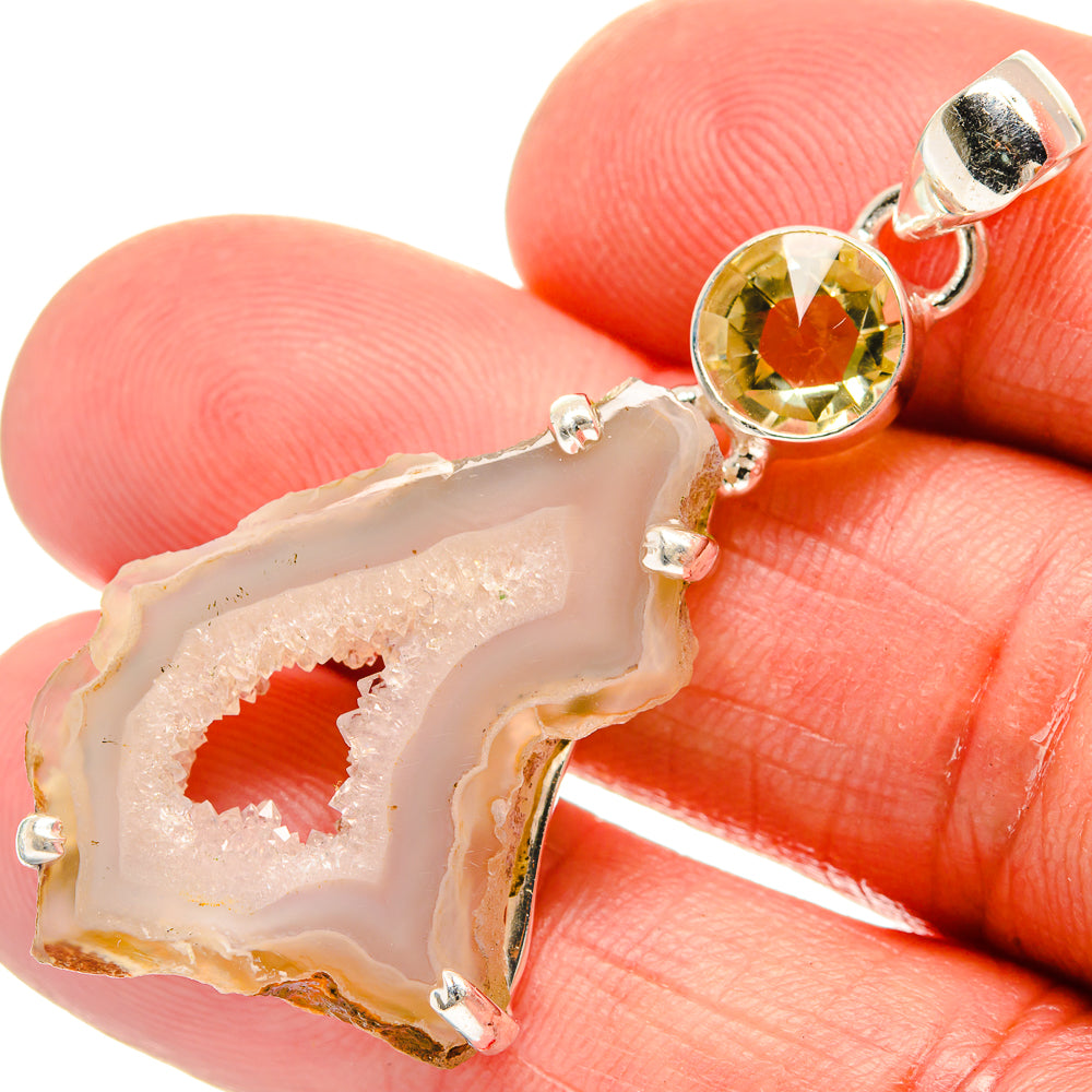 White Geode Slice Pendants handcrafted by Ana Silver Co - PD23056
