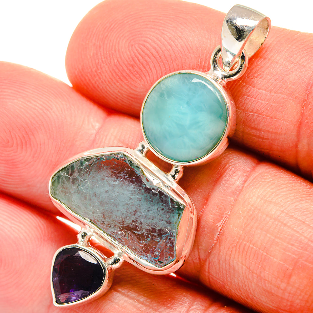 Aquamarine Pendants handcrafted by Ana Silver Co - PD23087
