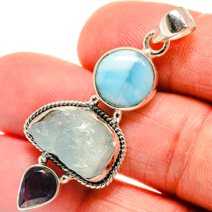 Aquamarine Pendants handcrafted by Ana Silver Co - PD23093