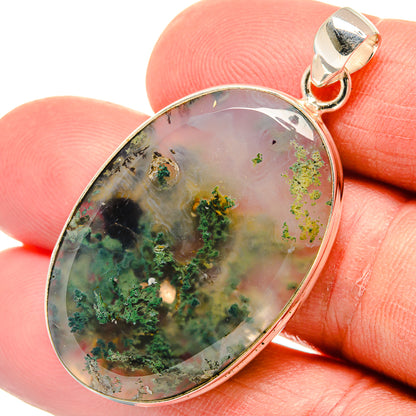 Green Moss Agate Pendants handcrafted by Ana Silver Co - PD23123